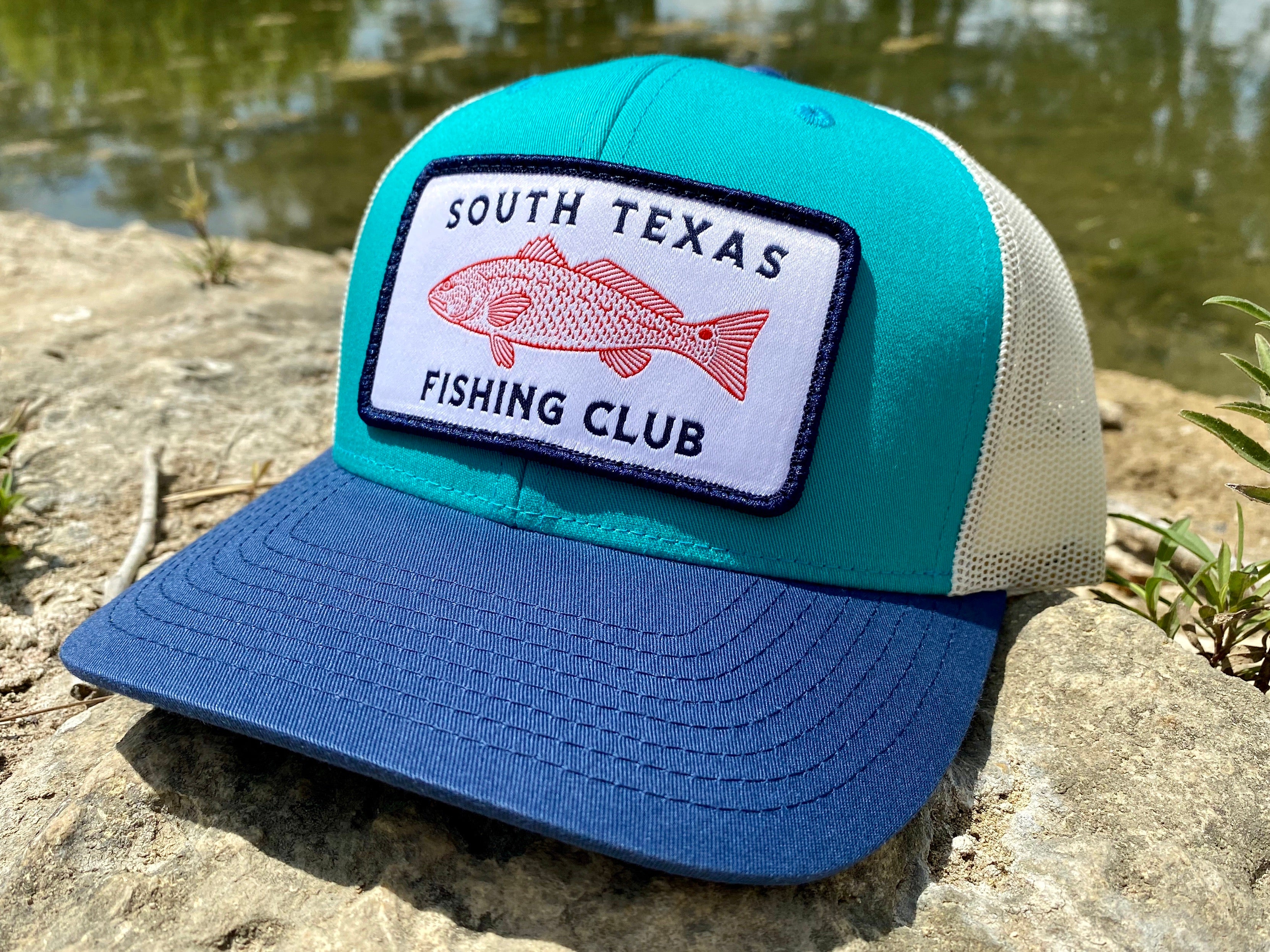 South Texas Fishing Club Trucker Hat - Teal/Tan/Blue