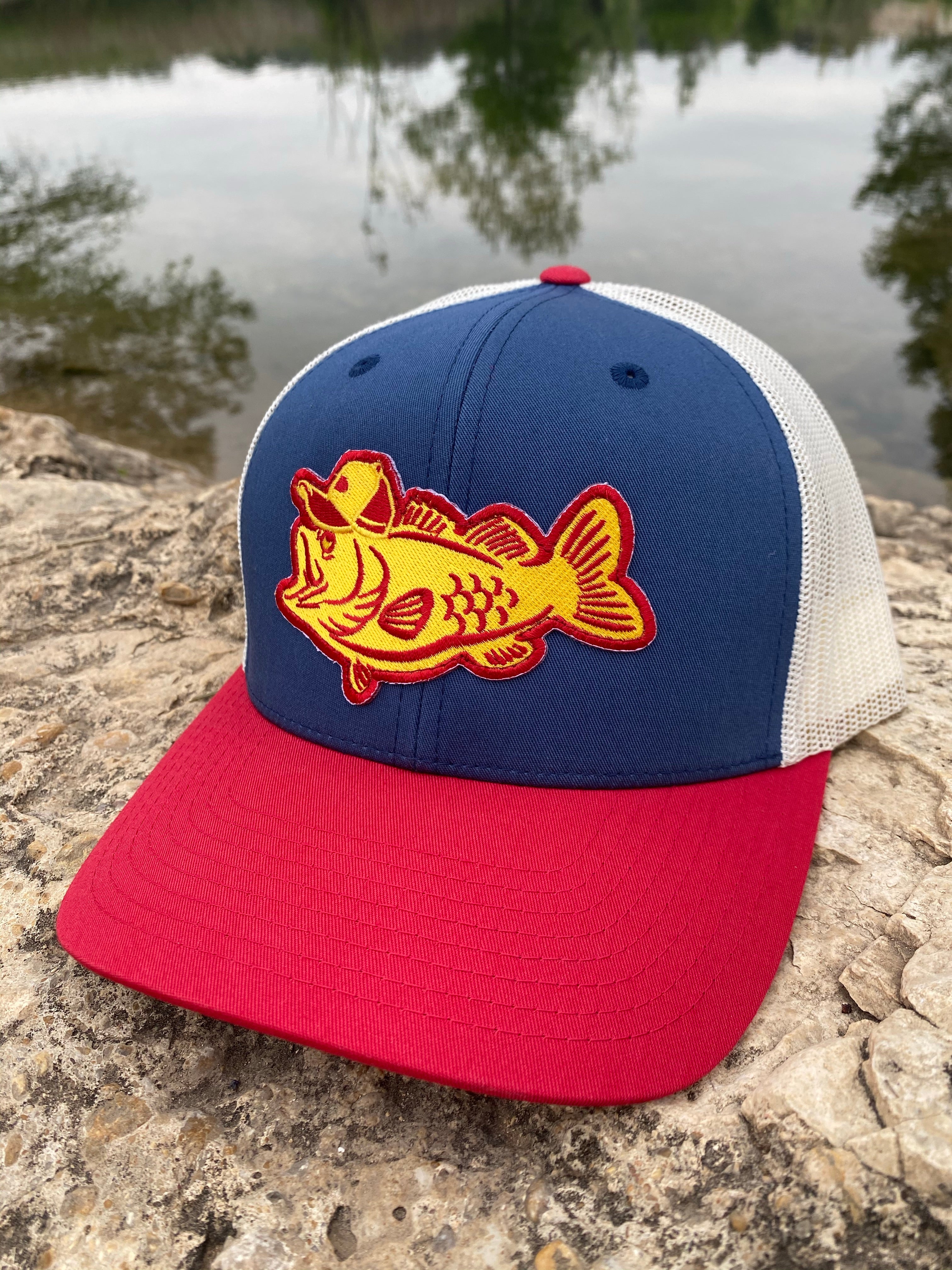 Bassin’ Bud Trucker Hat - Light Navy/Birch/Cranberry