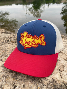 Bassin’ Bud Trucker Hat - Light Navy/Birch/Cranberry