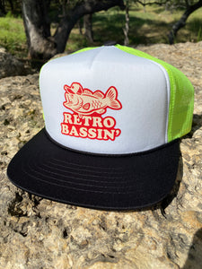 Retro Bassin’ Foam Trucker Hat (Black/White/Chartreuse)