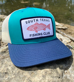 South Texas Fishing Club Trucker Hat - Teal/Tan/Blue