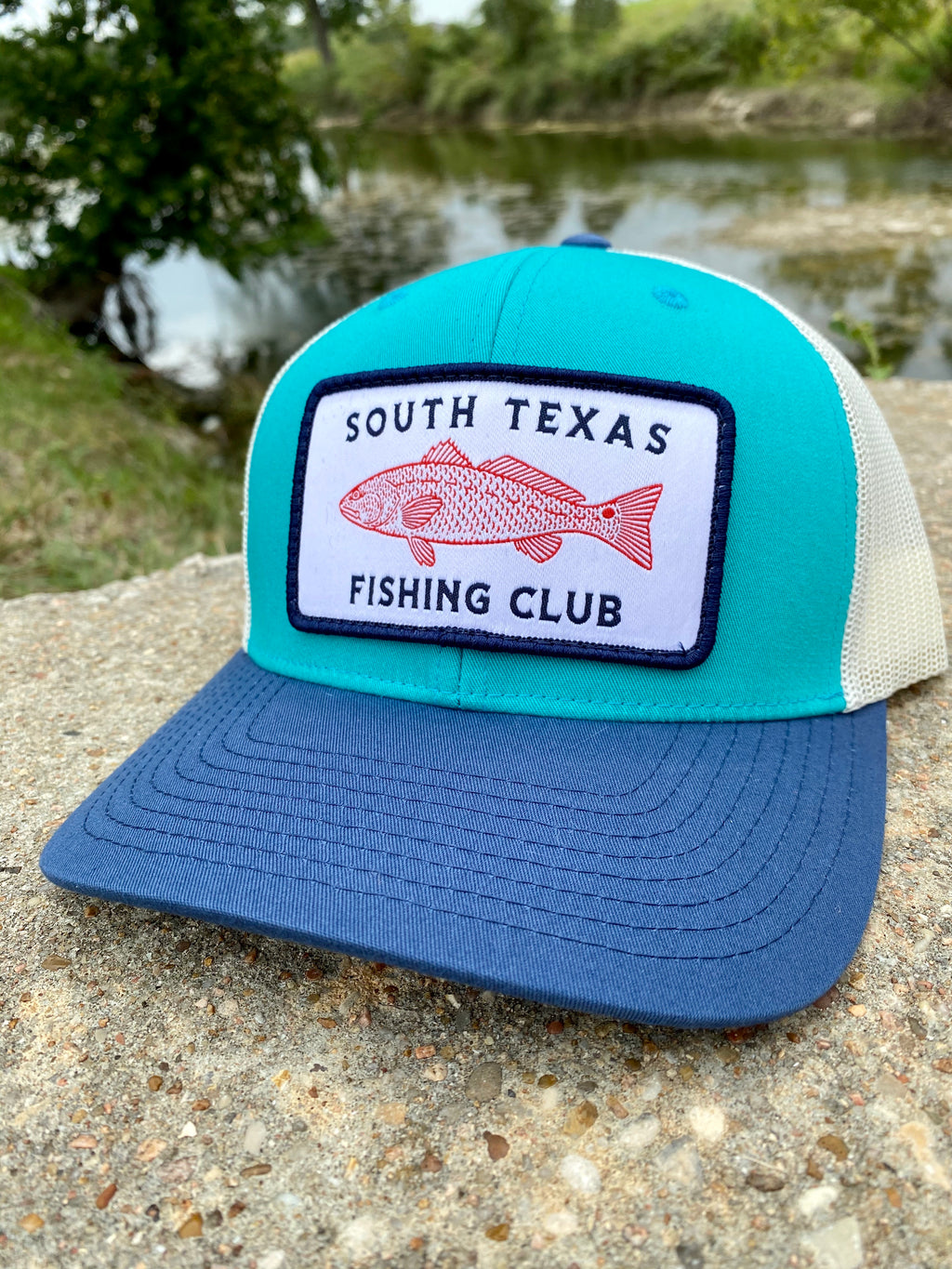 South Texas Fishing Club Trucker Hat - Teal/Tan/Blue